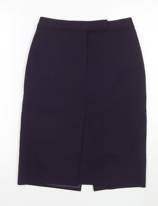 Per Una Womens Blue Polyester Straight & Pencil Skirt Size 8 Zip