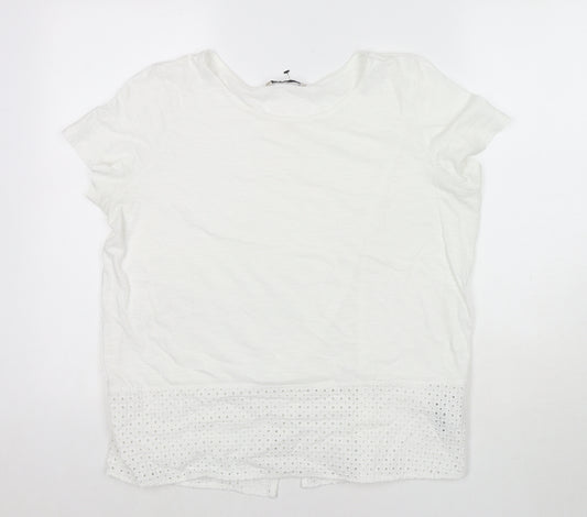 Marks and Spencer Womens White Cotton Basic T-Shirt Size 16 Round Neck