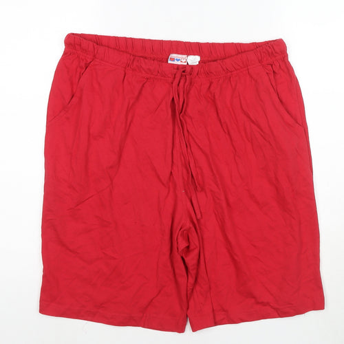 American Sweetheart Womens Red Cotton Utility Shorts Size L L8 in Regular Drawstring