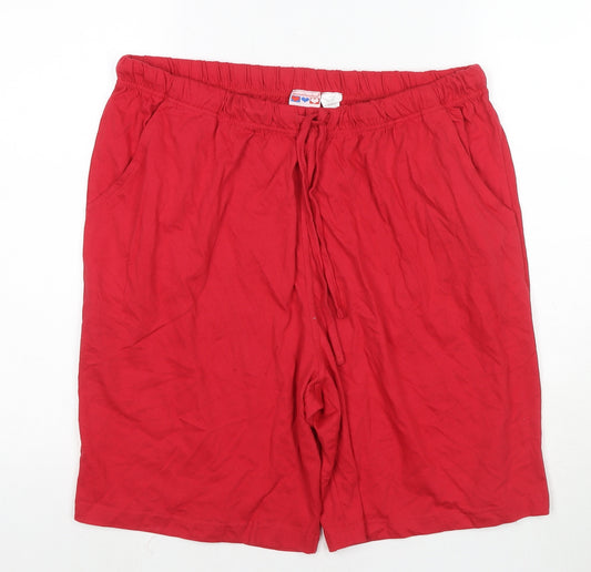 American Sweetheart Womens Red Cotton Utility Shorts Size L L8 in Regular Drawstring