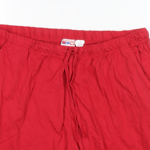 American Sweetheart Womens Red Cotton Utility Shorts Size L L8 in Regular Drawstring