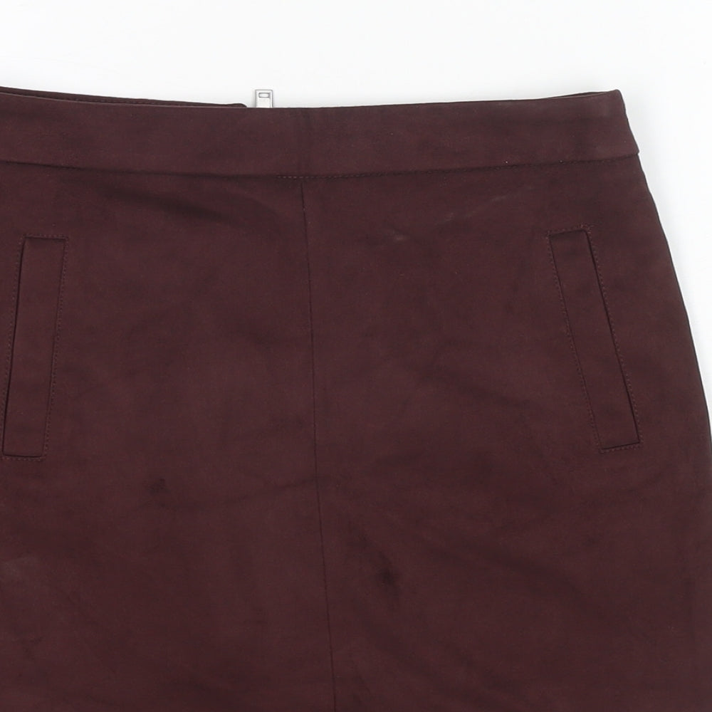 Dorothy Perkins Womens Brown Viscose A-Line Skirt Size 6 Zip