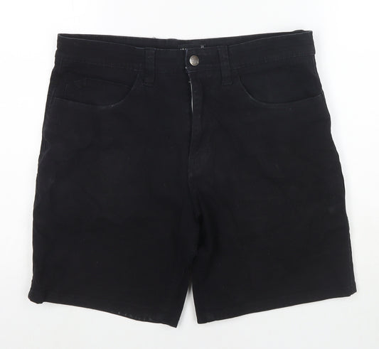 Pull&Bear Mens Black Cotton Bermuda Shorts Size 32 in L8 in Regular Zip