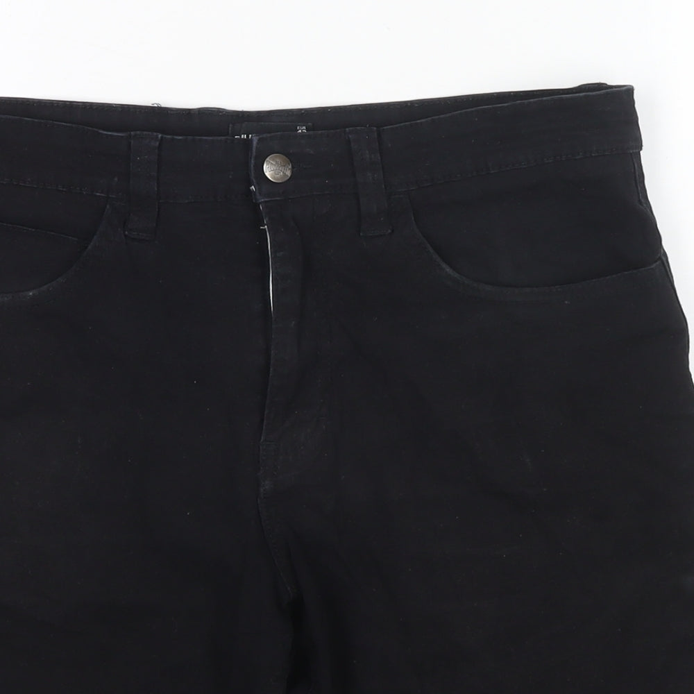 Pull&Bear Mens Black Cotton Bermuda Shorts Size 32 in L8 in Regular Zip