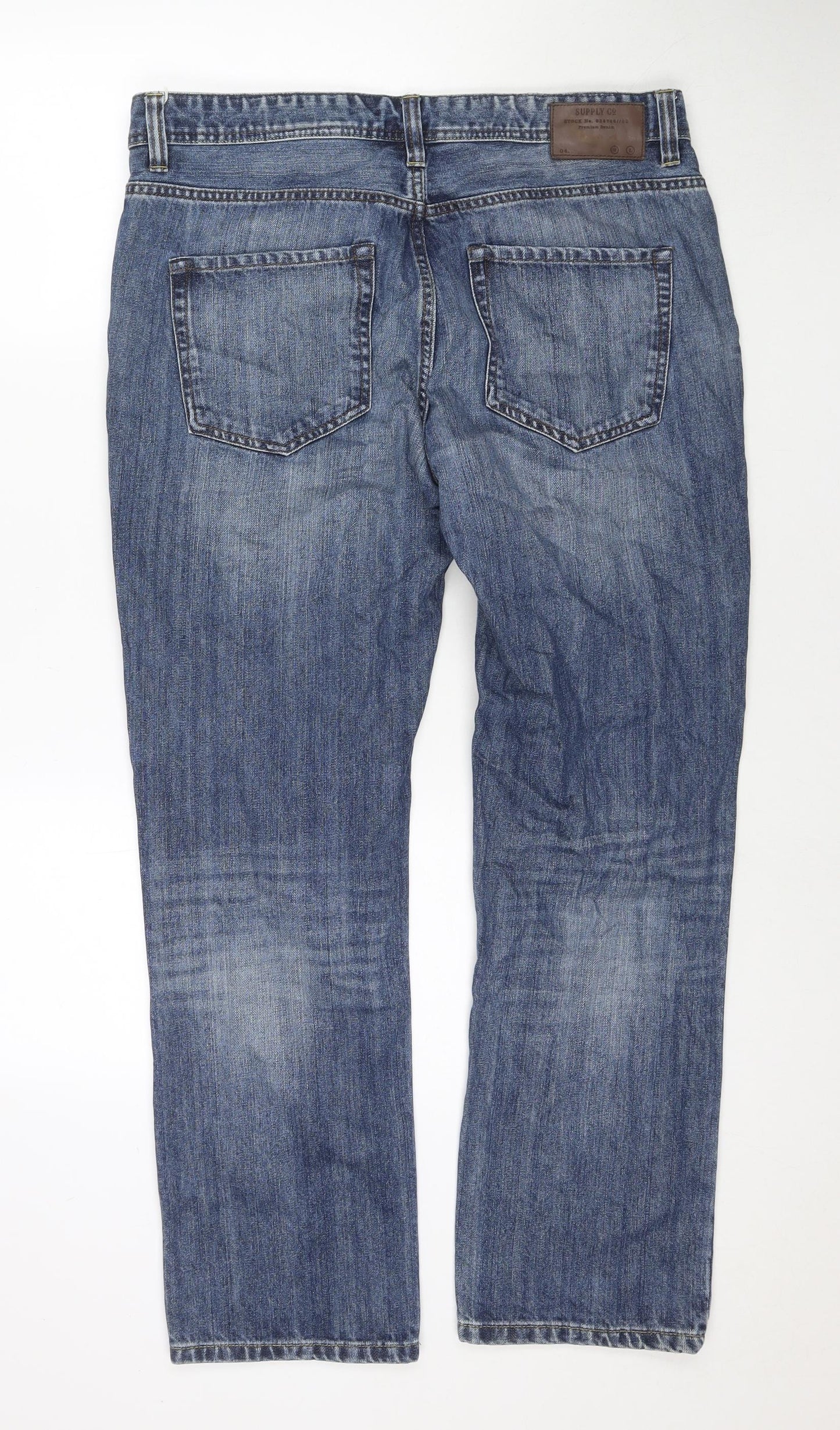 TU Mens Blue Cotton Straight Jeans Size 36 in L30 in Regular Zip