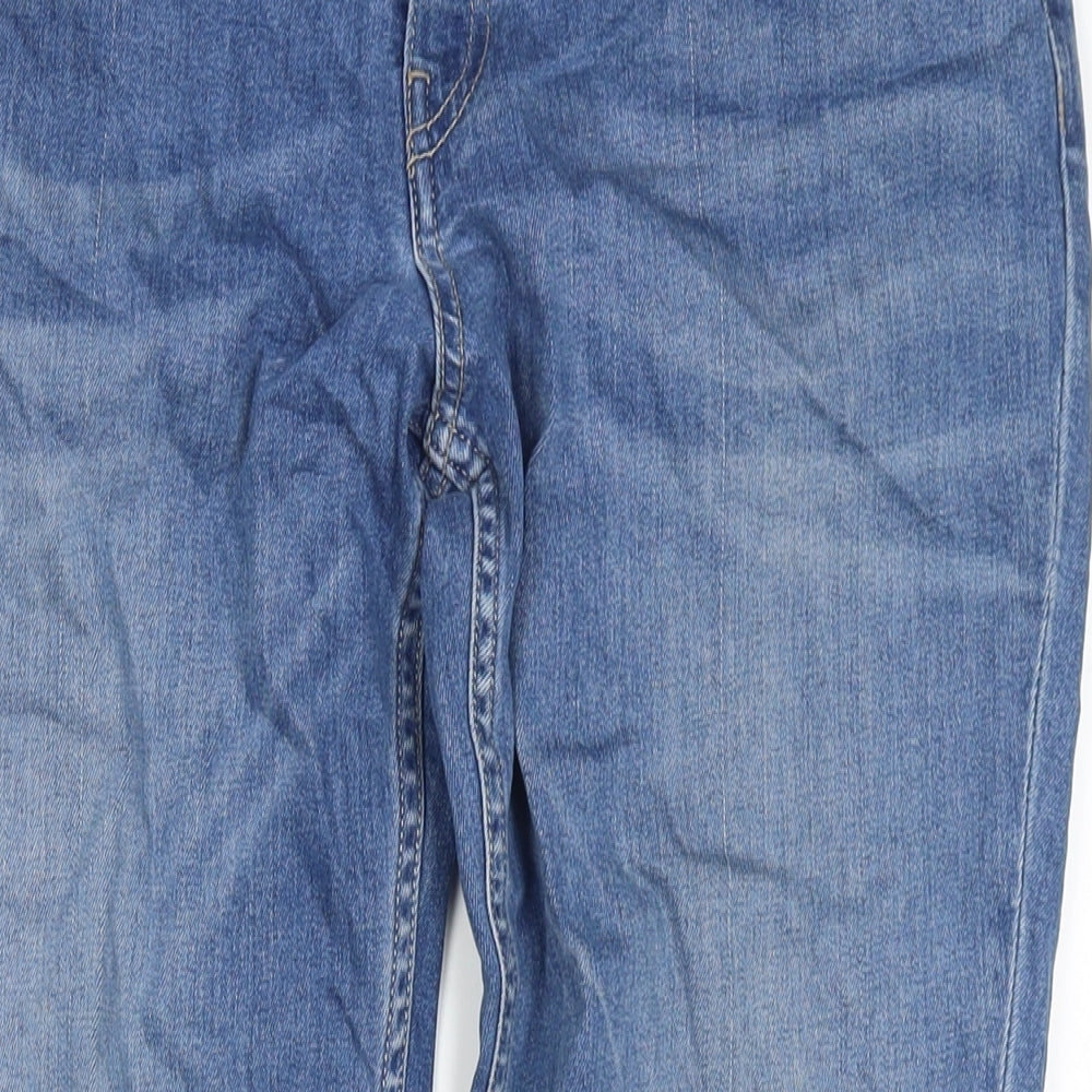 Marks and Spencer Womens Blue Cotton Tapered Jeans Size 12 L27 in Regular Zip