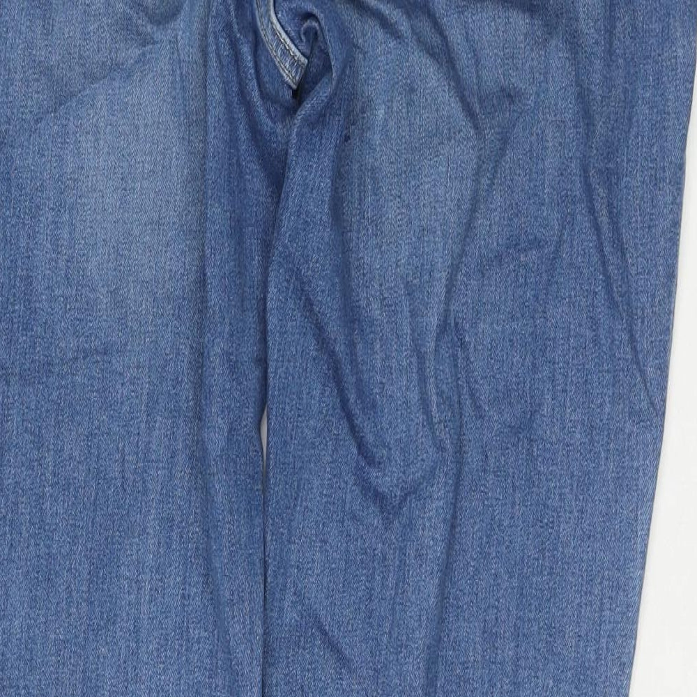 Marks and Spencer Womens Blue Cotton Tapered Jeans Size 12 L27 in Regular Zip