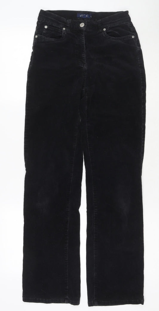 Castevile Womens Black Cotton Trousers Size 8 L30 in Regular Zip