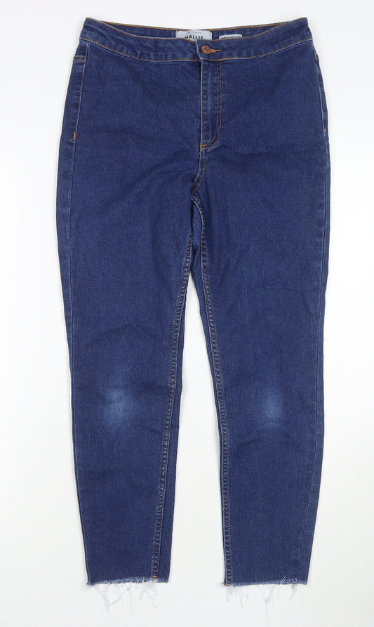 New Look Womens Blue Cotton Skinny Jeans Size 12 L24 in Regular Zip