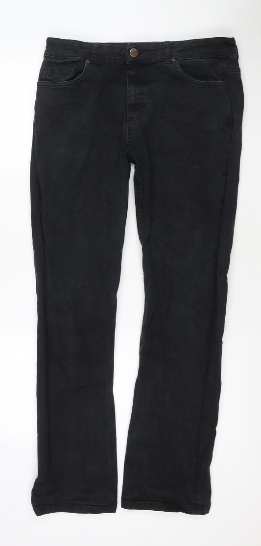 Route One Mens Black Cotton Straight Jeans Size 36 in L30 in Regular Zip