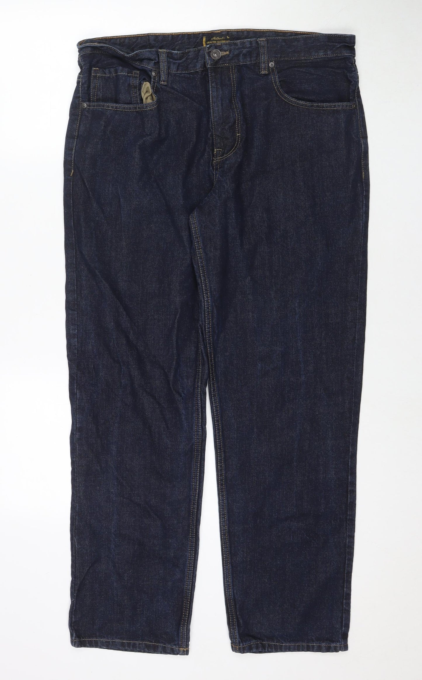 TU Mens Blue Cotton Straight Jeans Size 36 in L30 in Regular Zip