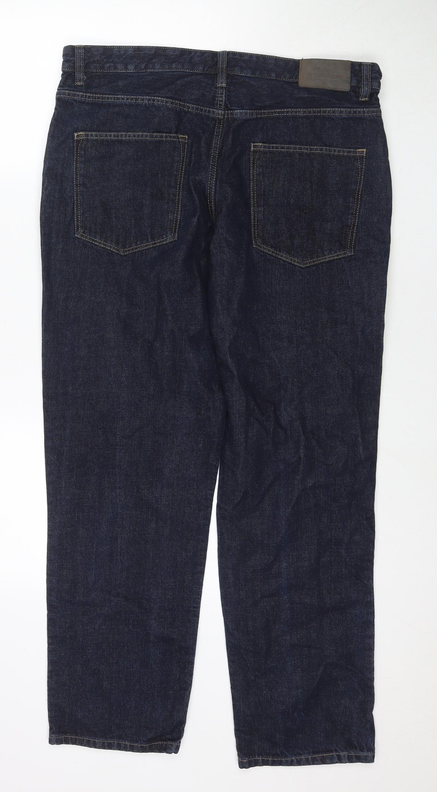 TU Mens Blue Cotton Straight Jeans Size 36 in L30 in Regular Zip