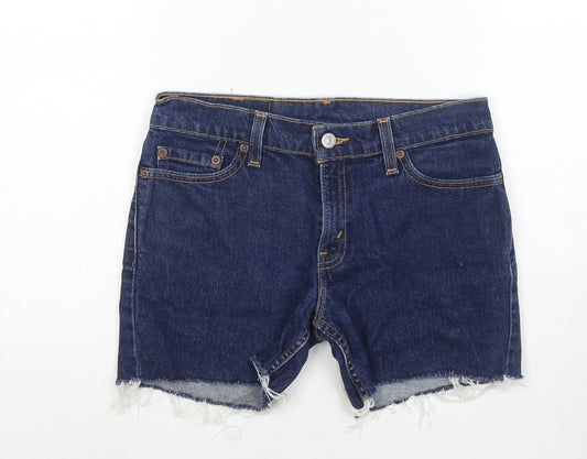 Levi's Womens Blue Cotton Cut-Off Shorts Size M L3 in Regular Zip - Customized Shorts