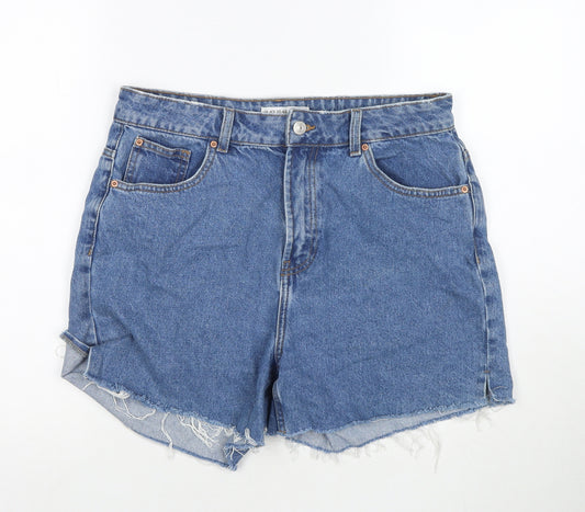 Denim & Co. Womens Blue Cotton Cut-Off Shorts Size 14 L5 in Regular Zip