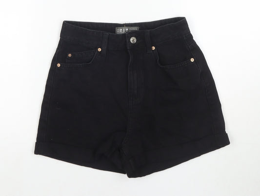 Denim & Co. Womens Black Cotton Hot Pants Shorts Size 6 L3 in Regular Zip