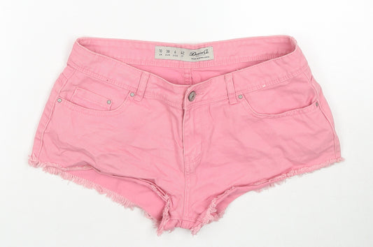 Denim & Co. Womens Pink Cotton Cut-Off Shorts Size 10 L3 in Regular Zip