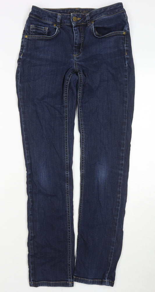 Phase Eight Womens Blue Cotton Straight Jeans Size 8 L30 in Regular Zip