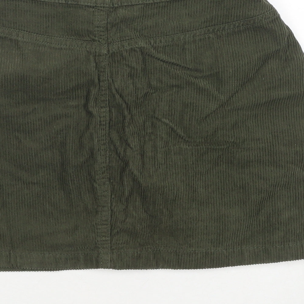 Denim & Co. Womens Green Cotton A-Line Skirt Size 10 Zip