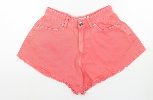 Denim & Co. Womens Pink Cotton Hot Pants Shorts Size 6 L3 in Regular Zip