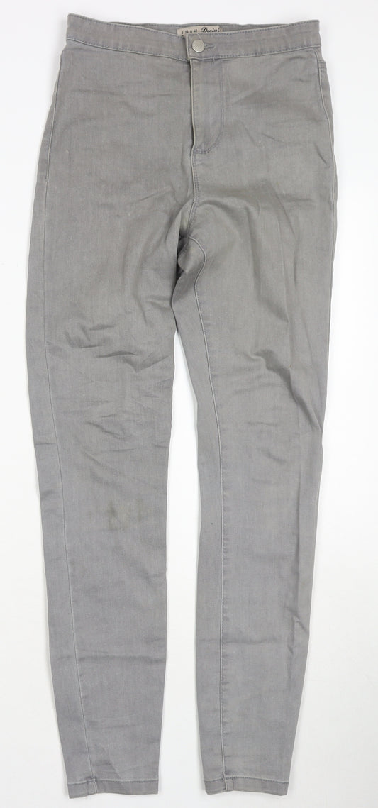 Denim & Co. Womens Grey Cotton Skinny Jeans Size 8 L27 in Regular Zip