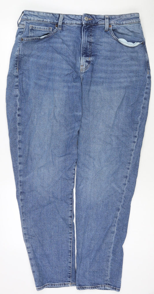 Old Navy Womens Blue Cotton Straight Jeans Size 16 L30 in Regular Zip