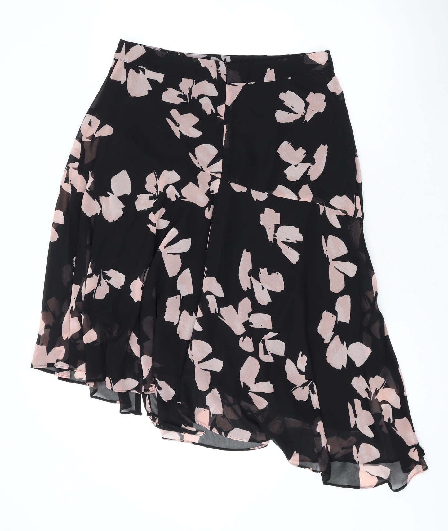 Mint Velvet Womens Black Floral Polyester Swing Skirt Size 12 Zip