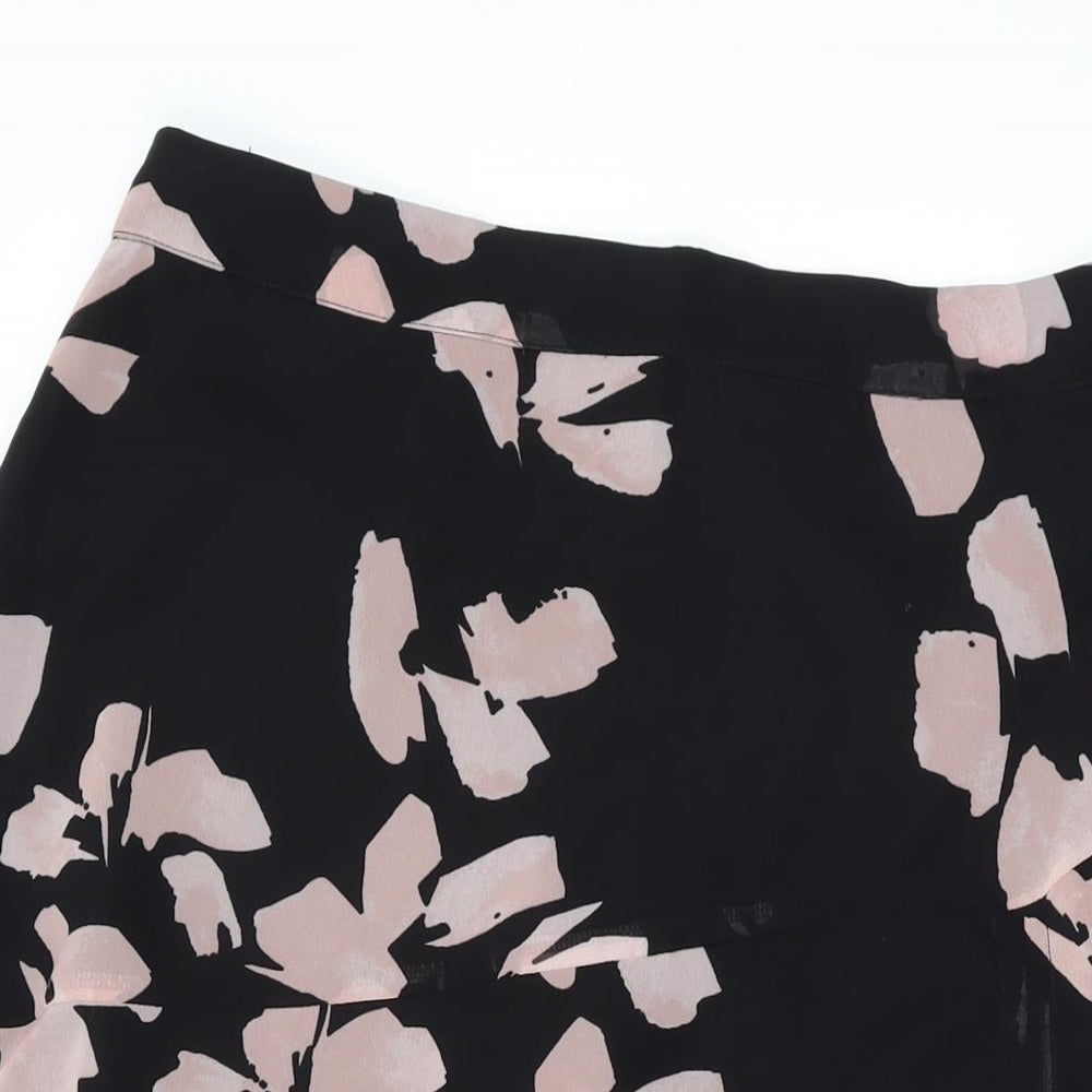 Mint Velvet Womens Black Floral Polyester Swing Skirt Size 12 Zip