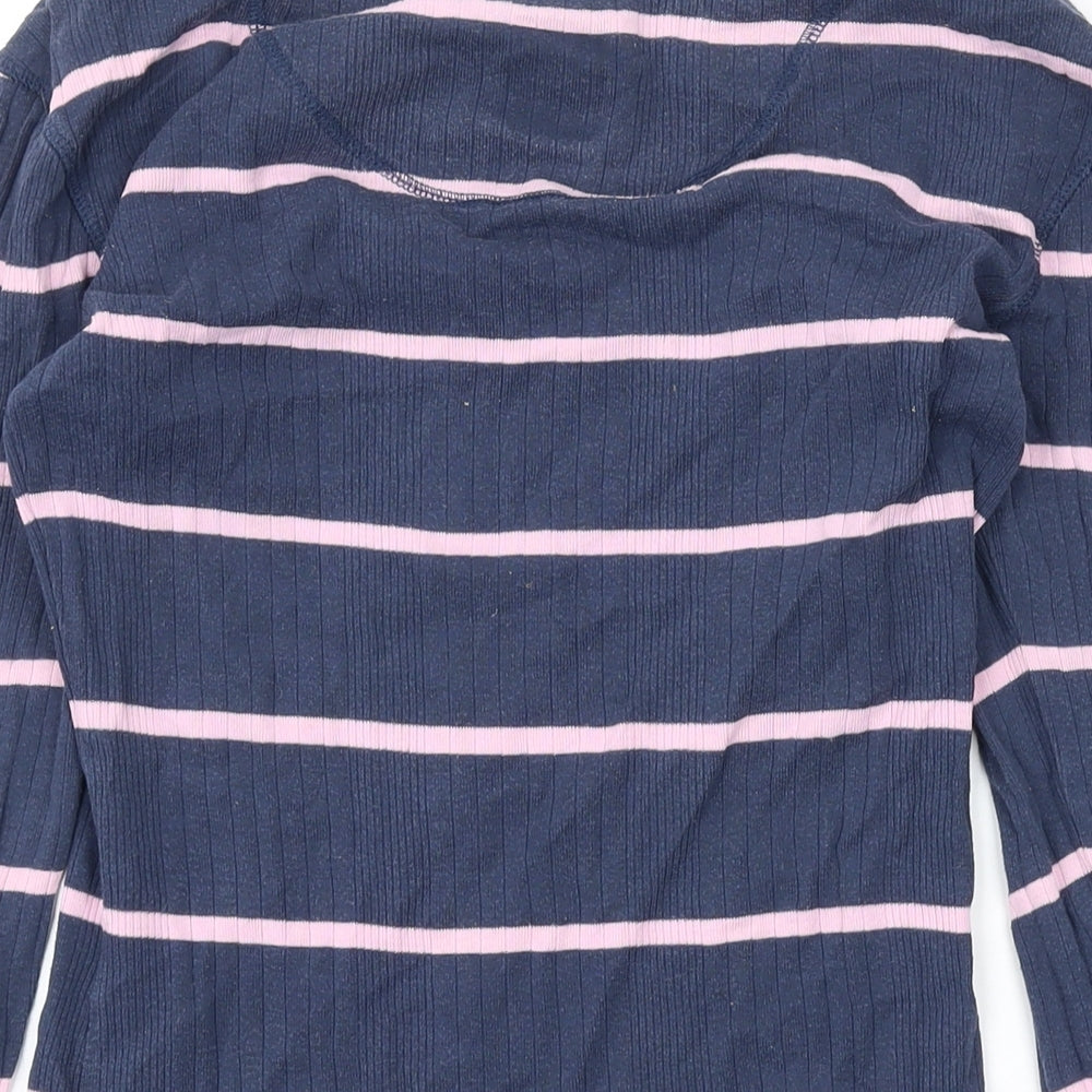 Crew Clothing Womens Blue Striped Cotton Basic T-Shirt Size 10 Scoop Neck