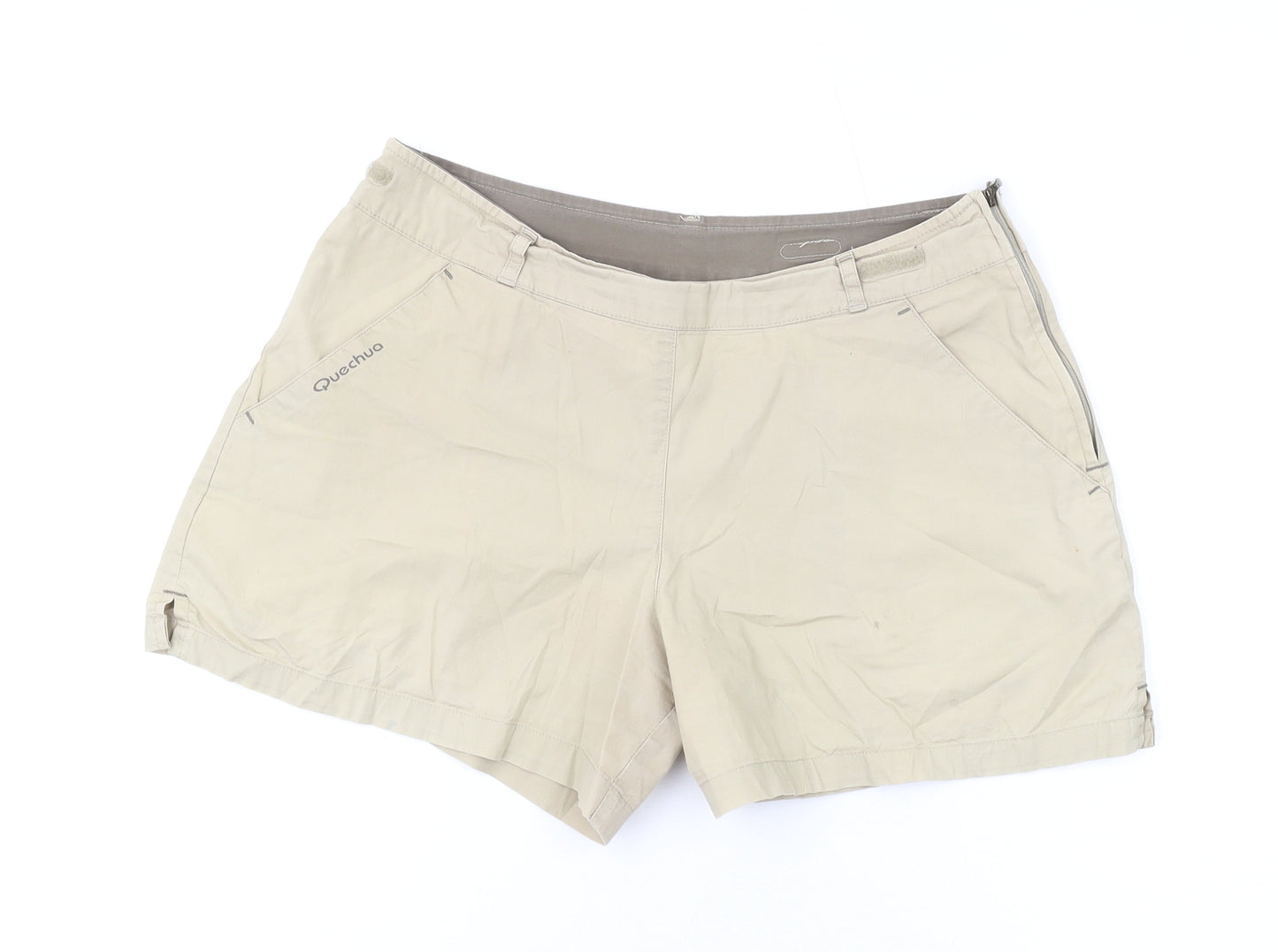 DECATHLON Womens Beige Cotton Hot Pants Shorts Size 12 L4 in Regular Zip