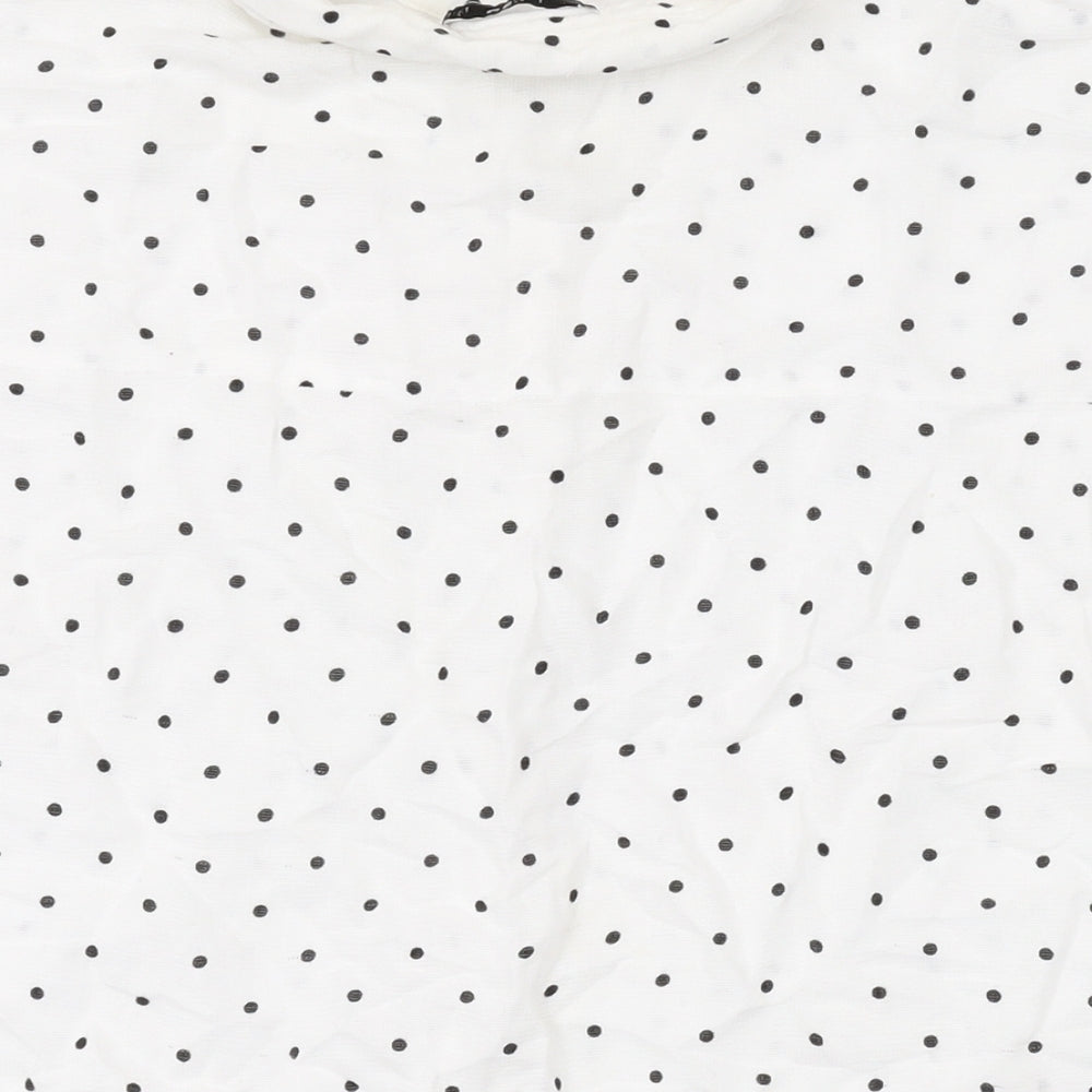 Mango Womens White Polka Dot Viscose Basic Blouse Size S Collared