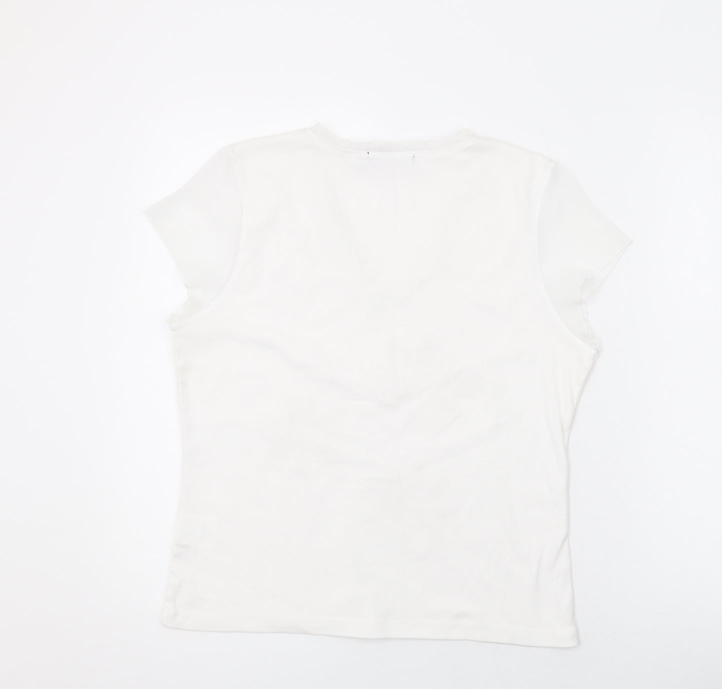 Provencale Womens White Cotton Basic T-Shirt Size 18 V-Neck