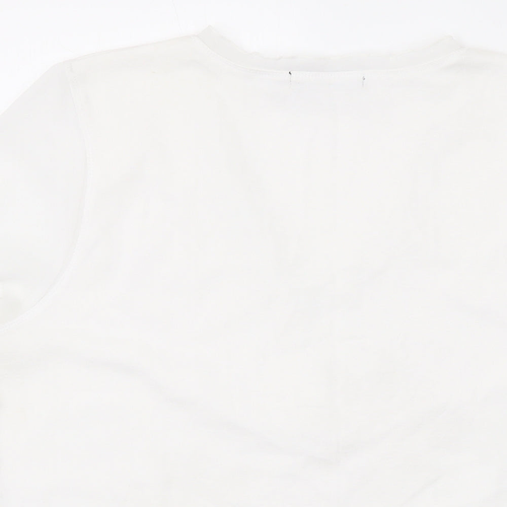 Provencale Womens White Cotton Basic T-Shirt Size 18 V-Neck