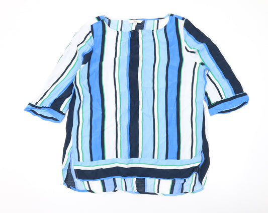 NEXT Womens Blue Striped Viscose Basic Blouse Size 18 Round Neck