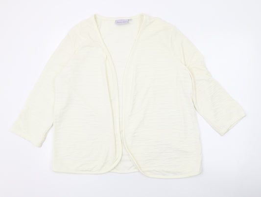 EWM Womens Ivory V-Neck Polyester Cardigan Jumper Size L