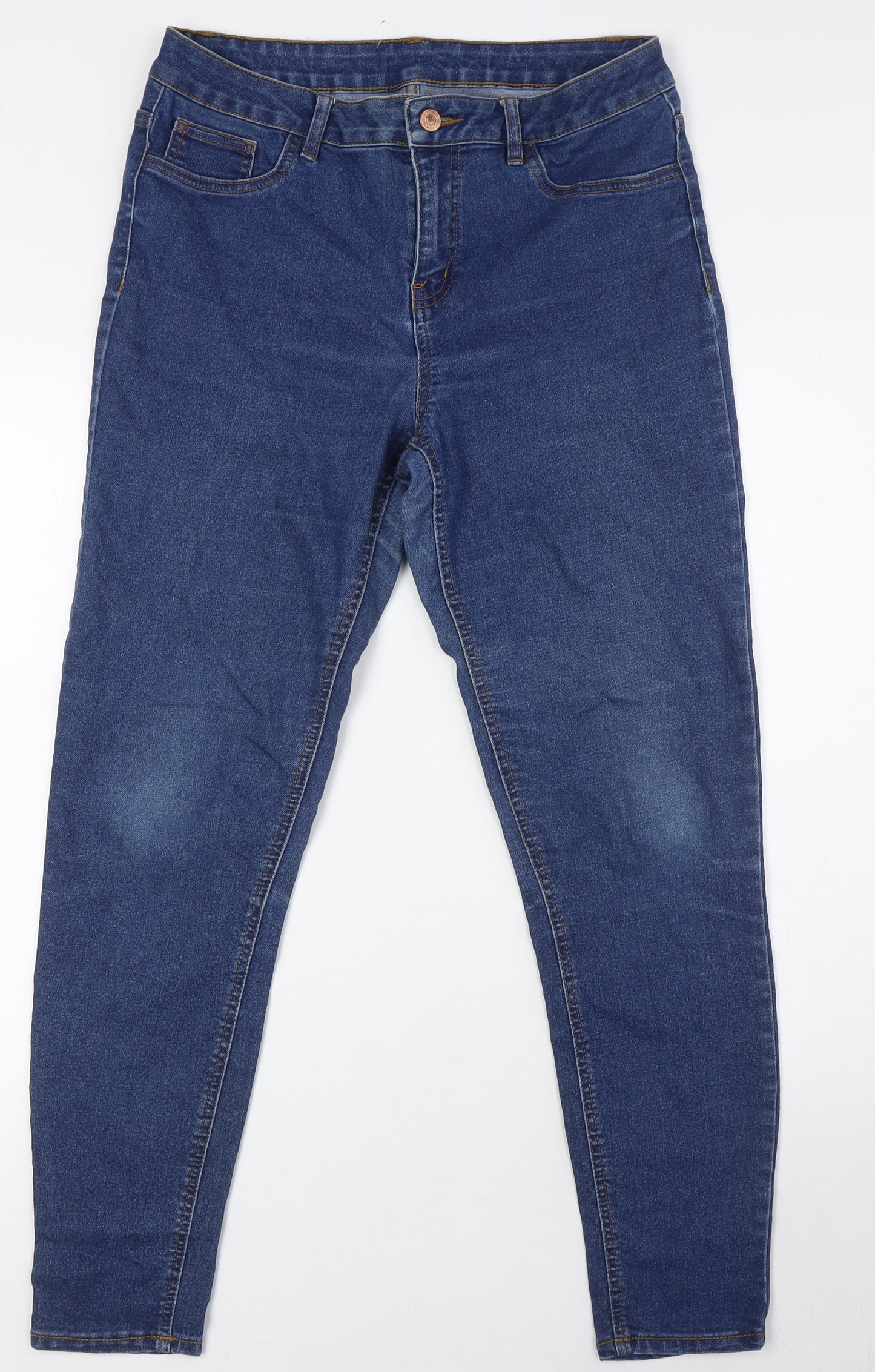 New Look Womens Blue Cotton Skinny Jeans Size 12 L29 in Regular Zip