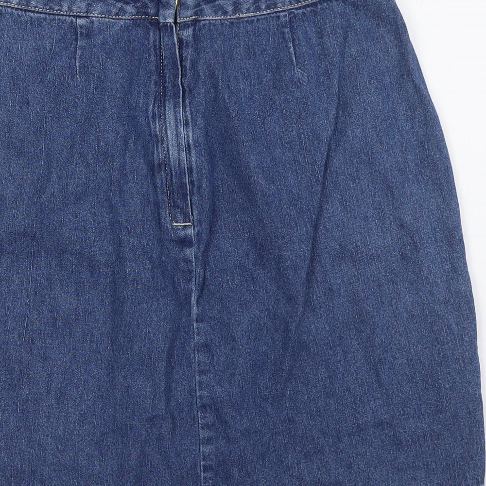 Dorothy Perkins Womens Blue Cotton A-Line Skirt Size 12 Zip