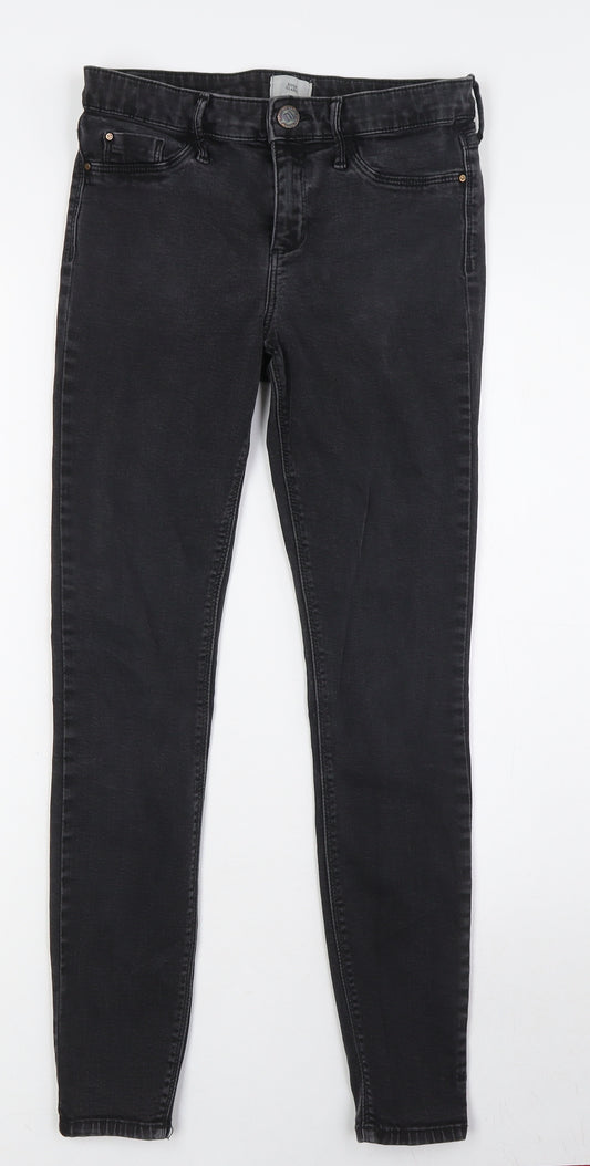 River Island Womens Black Cotton Skinny Jeans Size 10 L28 in Regular Zip