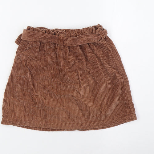 NEXT Girls Brown 100% Cotton A-Line Skirt Size 7 Years Regular - Beltted