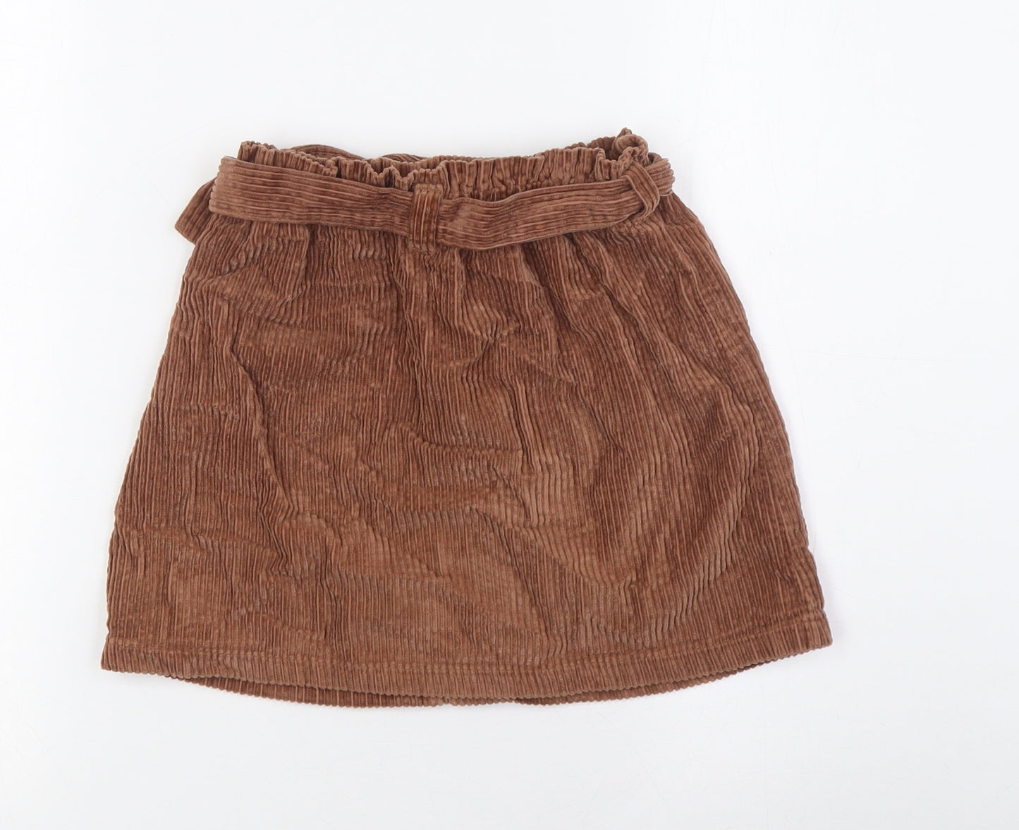 NEXT Girls Brown 100% Cotton A-Line Skirt Size 7 Years Regular - Beltted