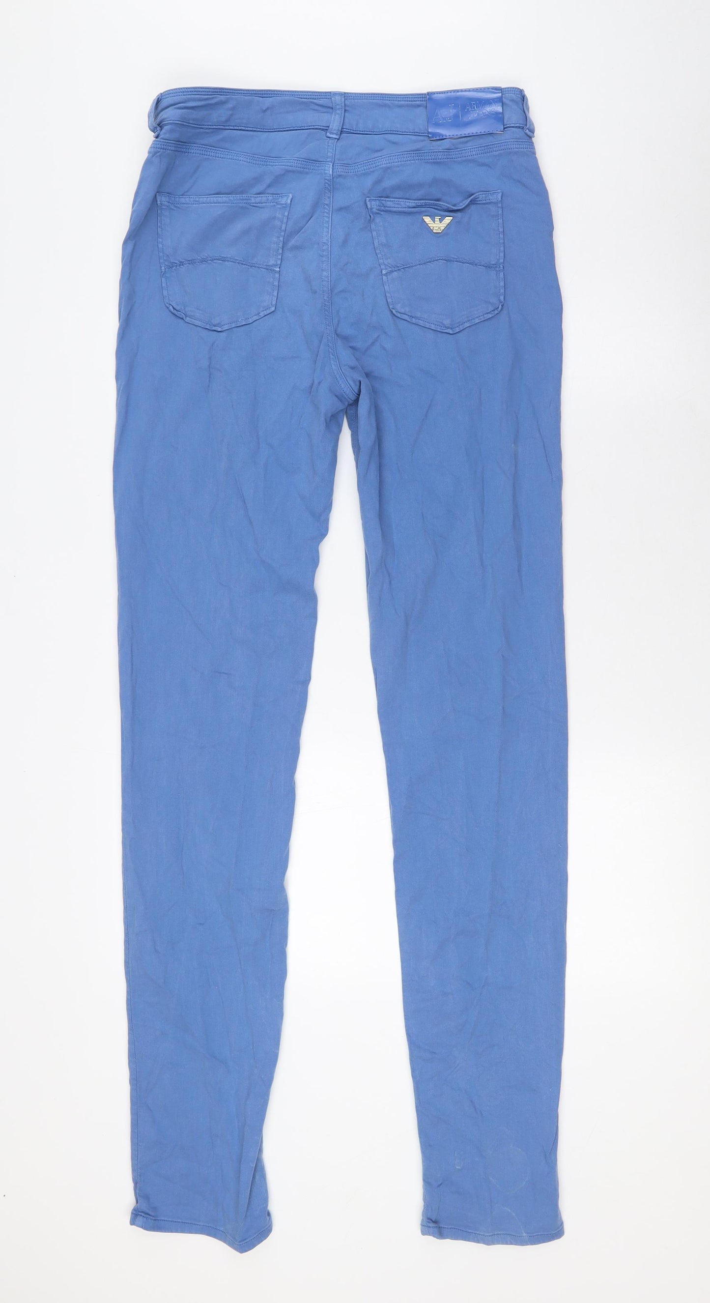 ARMANI Womens Blue Modal Trousers Size 14 L36 in Regular Zip