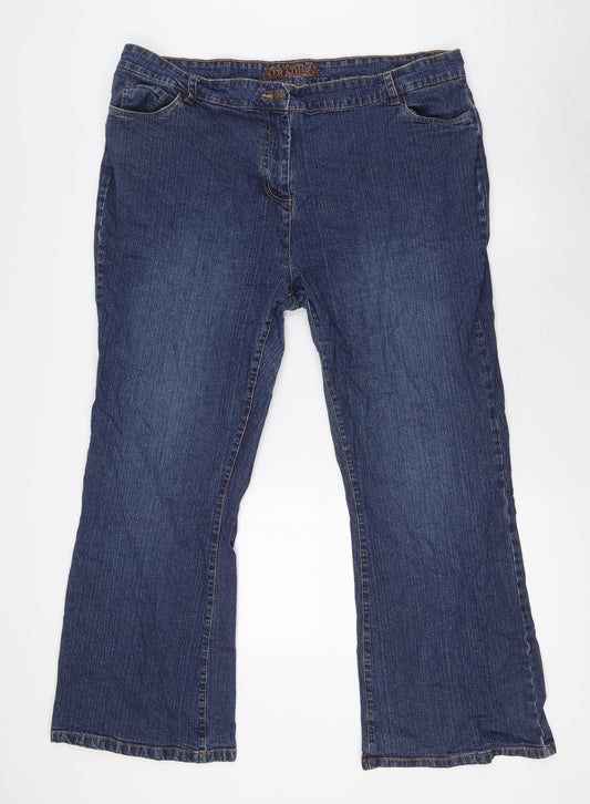 Debenhams Womens Blue Cotton Bootcut Jeans Size 20 L29 in Regular Zip