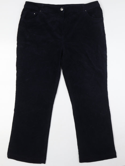 Isle Womens Blue Cotton Trousers Size 18 L28 in Regular Zip