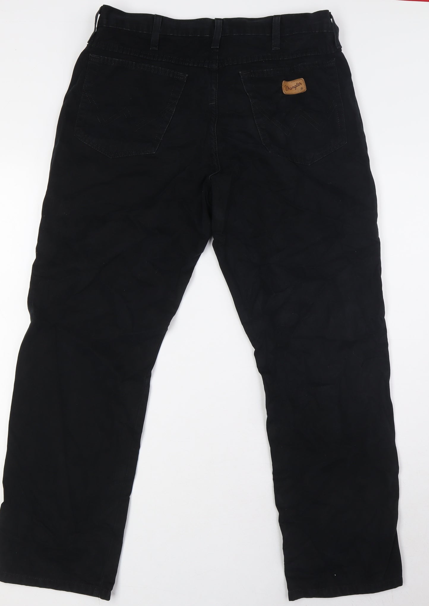 Wrangler Mens Black Cotton Straight Jeans Size 36 in L30 in Regular Zip