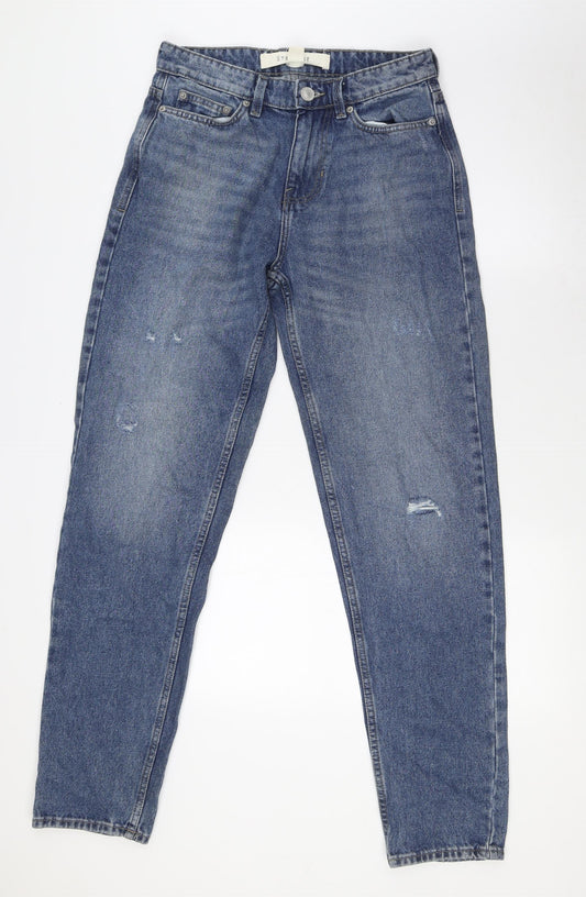 New Look Mens Blue Cotton Straight Jeans Size 30 in L33 in Regular Zip