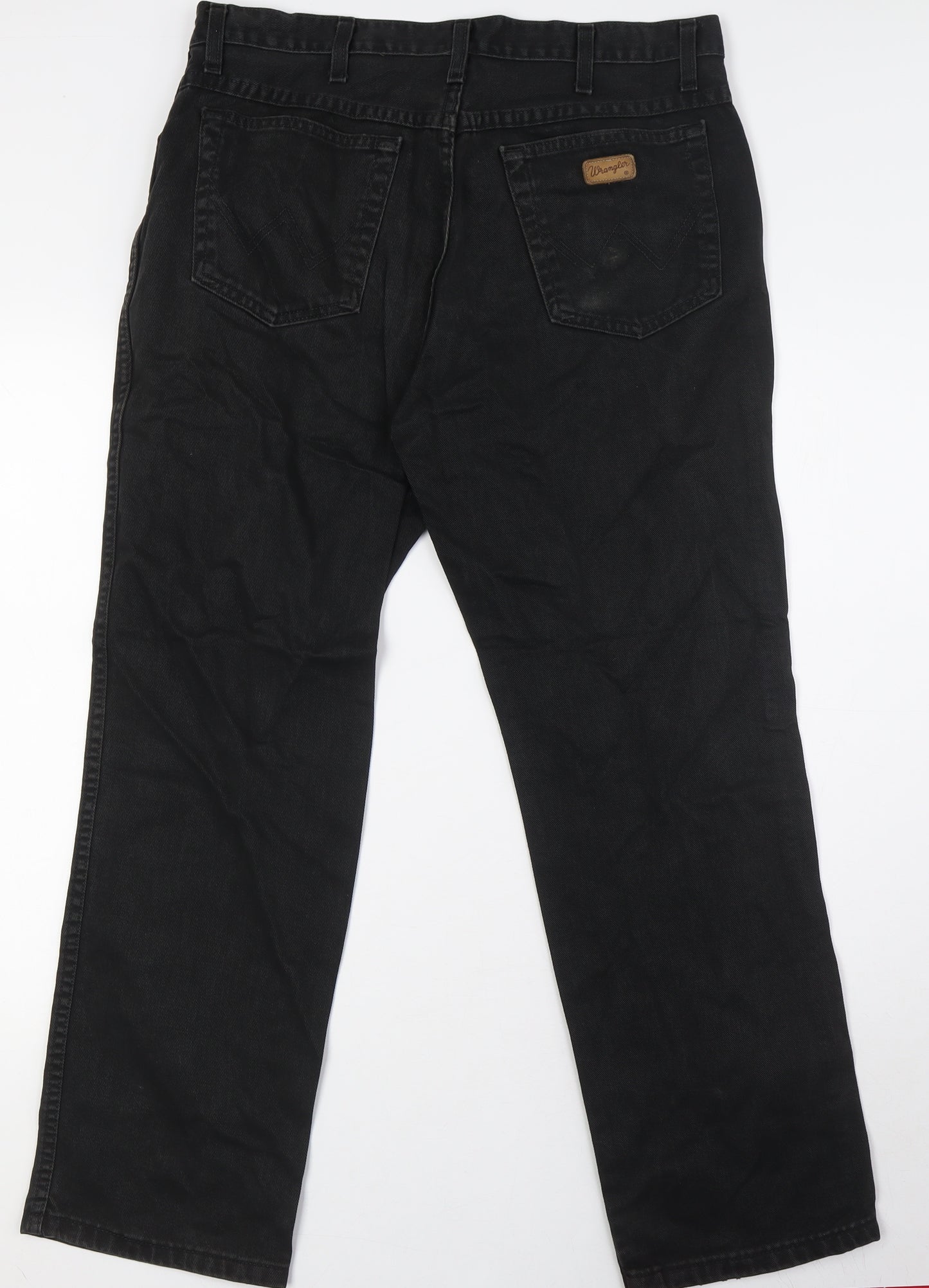 Wrangler Mens Black Cotton Straight Jeans Size 36 in L30 in Regular Zip