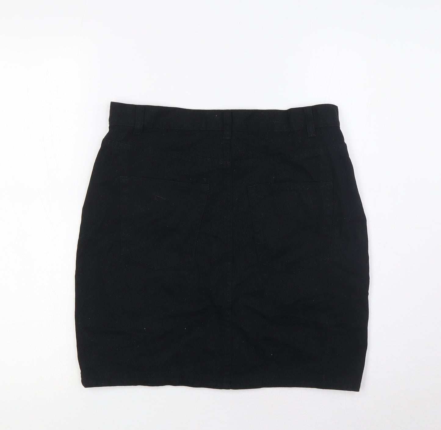 Monki Womens Black Cotton A-Line Skirt Size S Zip