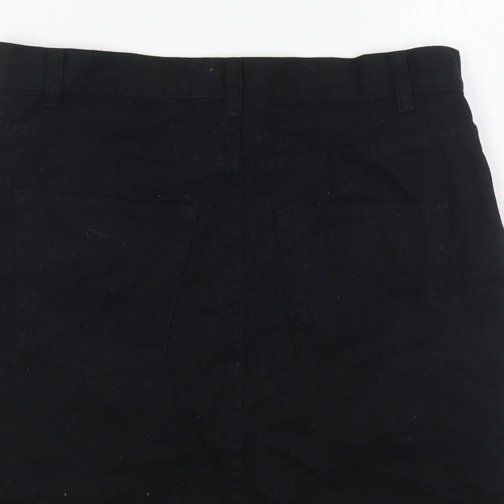 Monki Womens Black Cotton A-Line Skirt Size S Zip