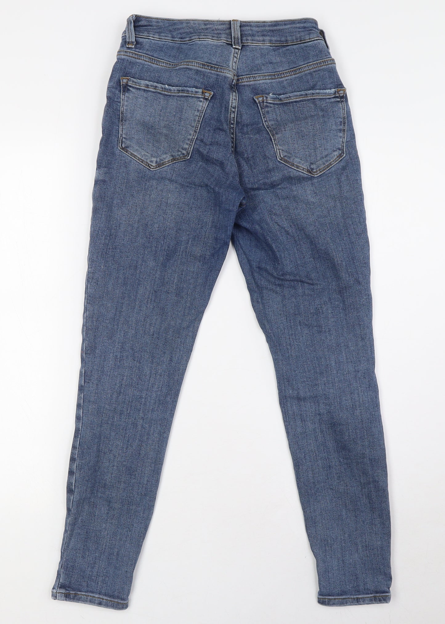 New Look Womens Blue Cotton Straight Jeans Size 8 L27 in Regular Zip