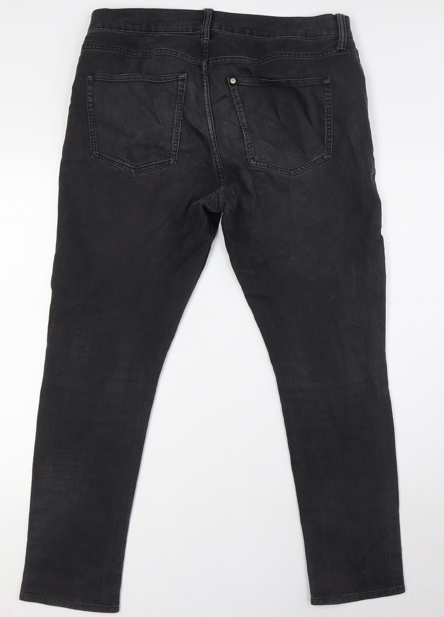 &Denim Mens Black Cotton Straight Jeans Size 36 in L29 in Regular Zip