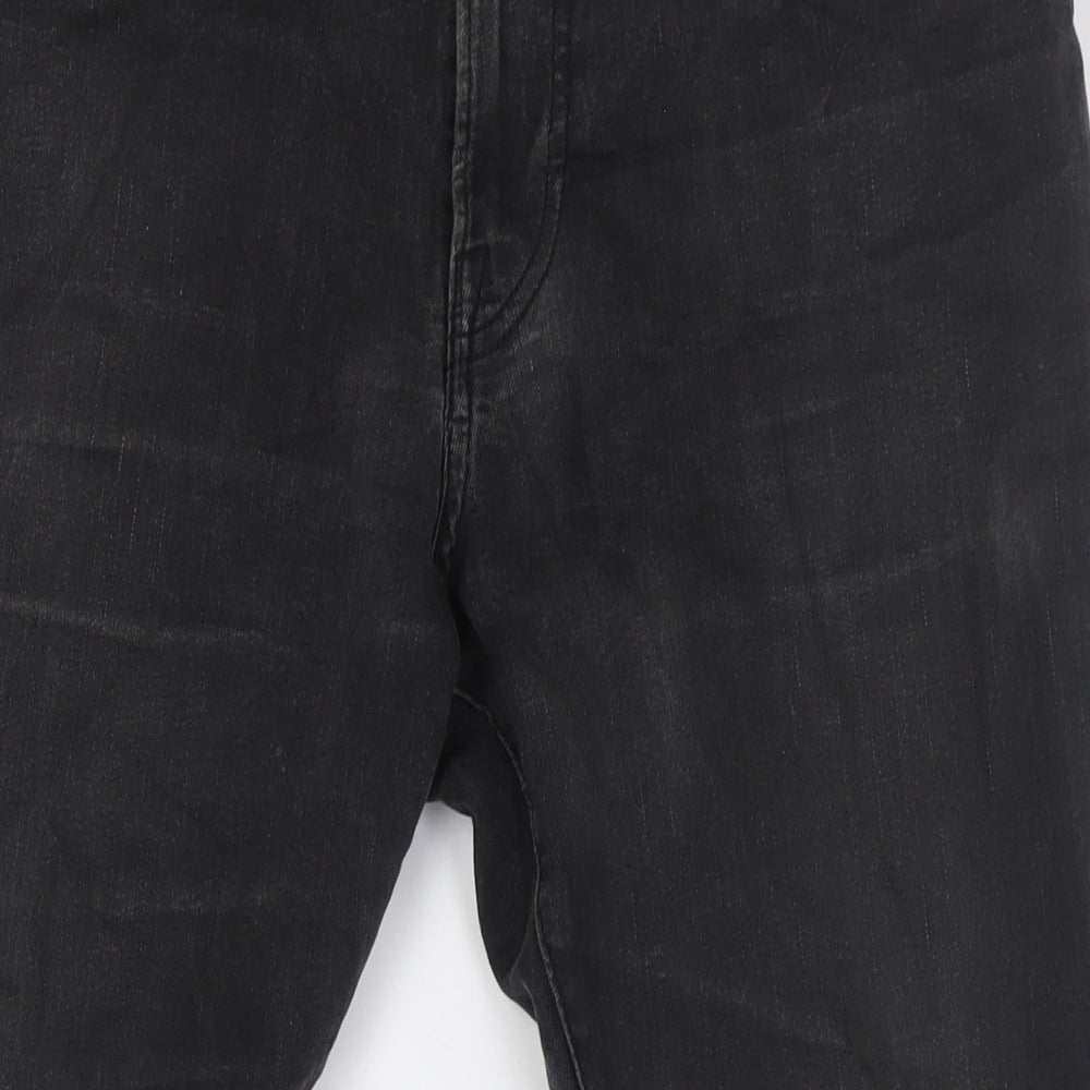 &Denim Mens Black Cotton Straight Jeans Size 36 in L29 in Regular Zip